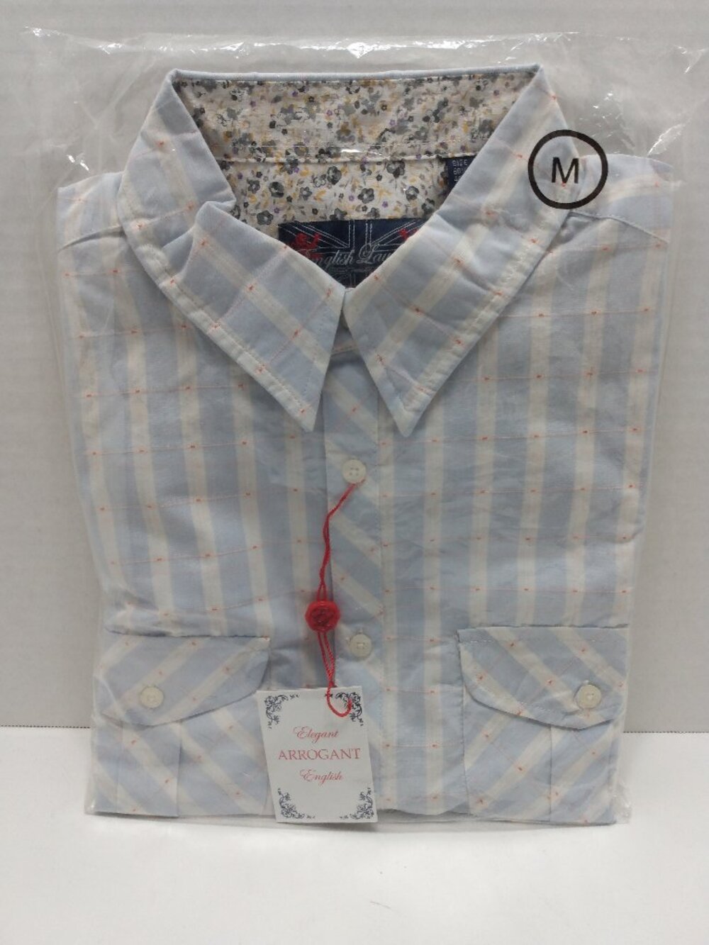 English Laundry Norwell Shirt, NWT, Blue / White / Red, Flip Cuffs